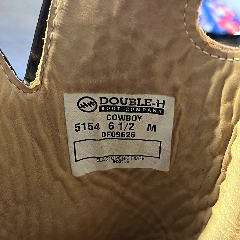 Double H Brown Leather Western Cowgirl Boots Womens size 6.5 - Picture 3 of 12